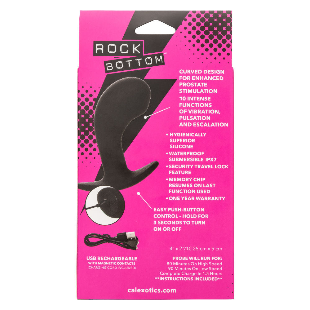 Rock Bottom Curved Prostate Probe Black Rechargeable Toy Prostate Tools