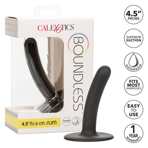 Boundless 4.5"/11.5cm Slim Probe in Black with Suction Cup Base Dongs Neutral
