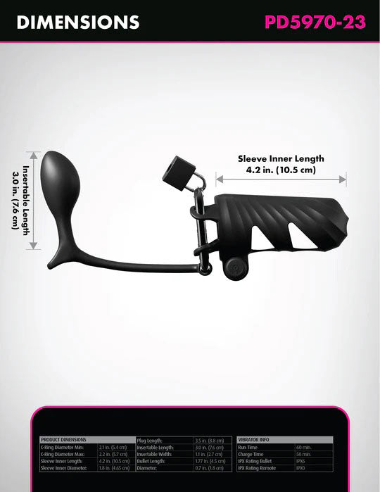 Fantasy C-Ringz (Black) – Remote-Controlled Vibrating Cock Blocker and Butt Plug Cock Rings Vibrating