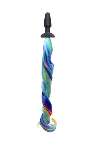Rainbow Pony Tail Silicone Anal Plug for Adult Intimacy Fun Multi Tails