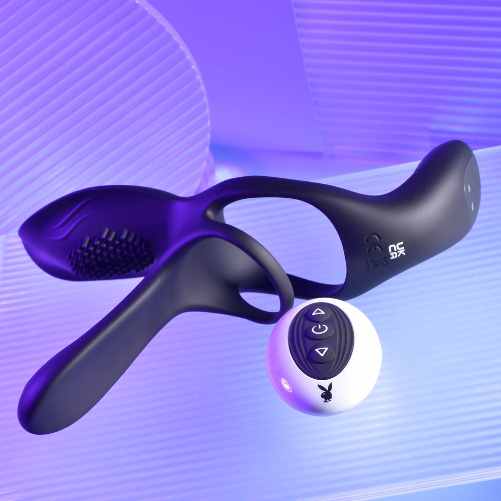 Playboy Pleasure The 3 Way USB Rechargeable Cock Ring 16.5 cm Cock Rings Vibrating