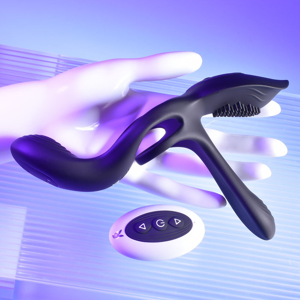Playboy Pleasure The 3 Way USB Rechargeable Cock Ring 16.5 cm Cock Rings Vibrating
