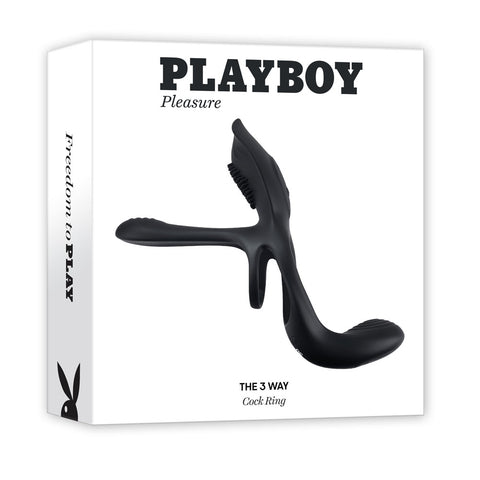 Playboy Pleasure The 3 Way USB Rechargeable Cock Ring 16.5 cm Black Cock Rings Vibrating