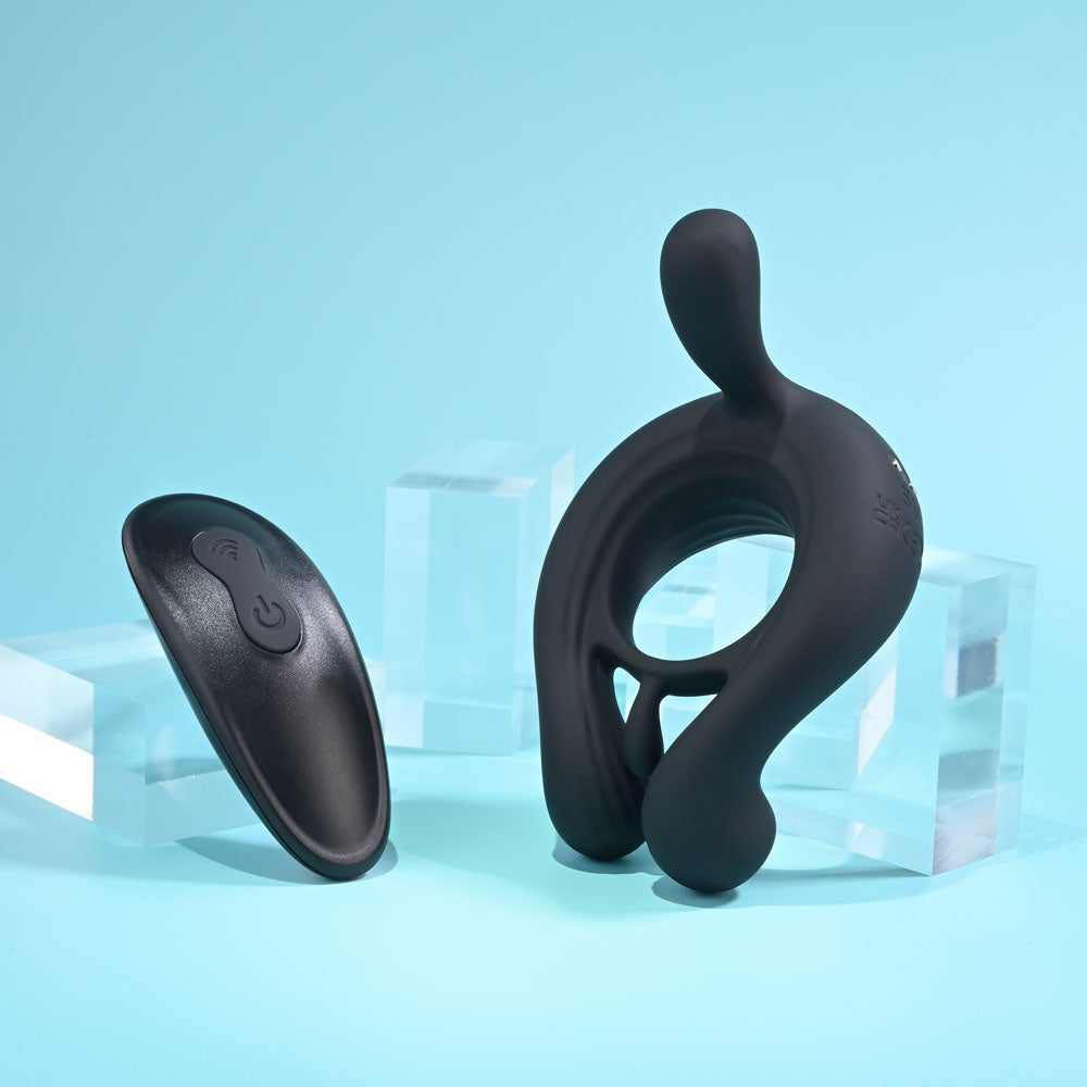Playboy Pleasure Triple Play USB Rechargeable Cock Ring With Wireless Remote Cock Rings Vibrating