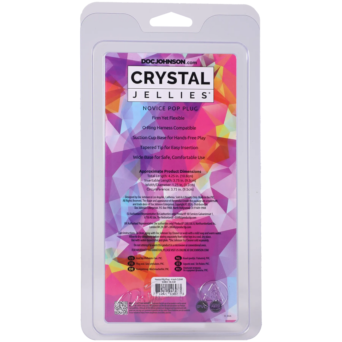 Novice Crystal Jellies 4 Inch Pop Plug > Anal Range > Butt Plugs