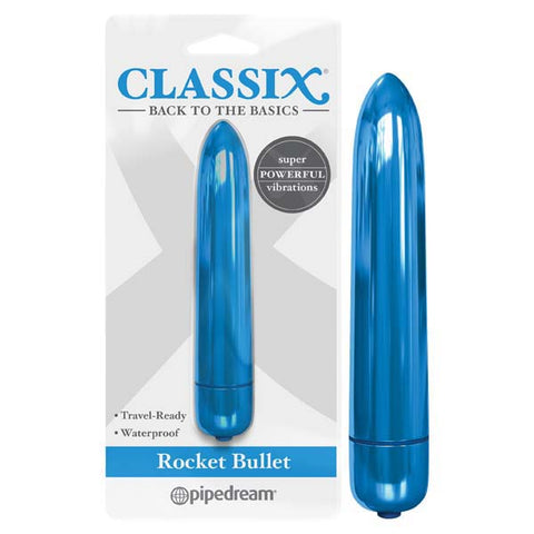 Classix Rocket Bullet Metallic Blue 8.9 cm Vibrating Bullet Toy Blue BULLETS
