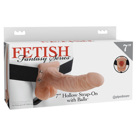 Fetish Fantasy Series 7 Inch Hollow Strap On With Balls Beige Dildos & Dongs