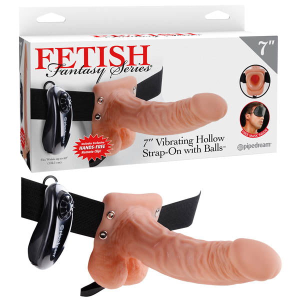 Fetish Fantasy Series 7'' Vibrating Hollow Strap-on With Balls 17.8 cm Beige Dildos & Dongs
