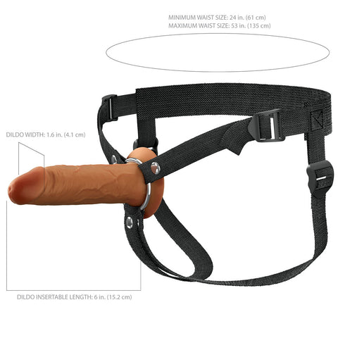 Fx Elite 6 Inch Silicone Hollow Strap On Tan STRAP-ONS