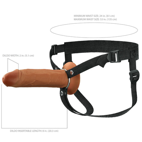 FX Elite 8 Inch Silicone Hollow Strap On Tan 20 cm Hollow Strap On Dildos & Dongs