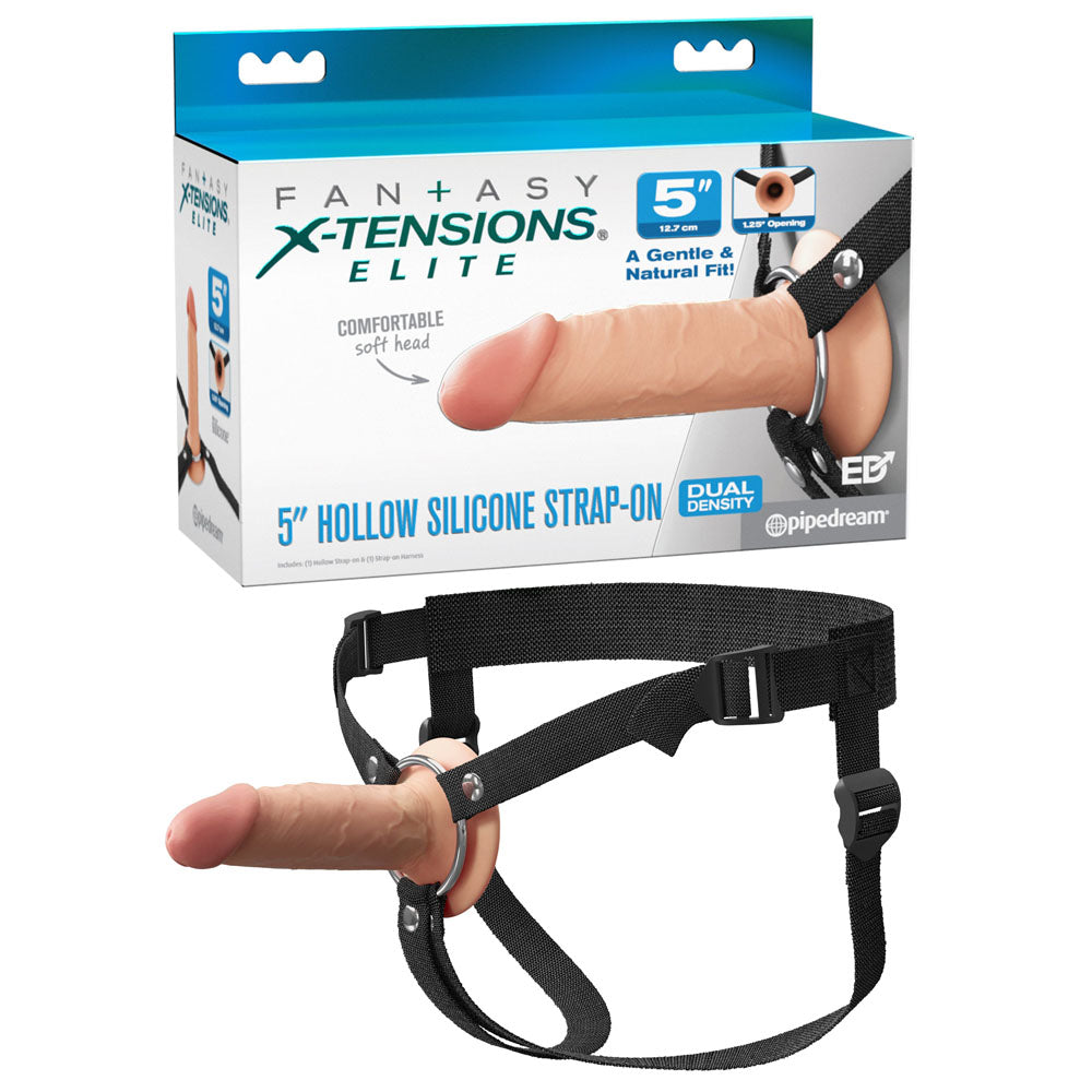Fantasy X-Tensions Elite 5 Inch Silicone Hollow Strap-On Toy > Dildos > Strap On Dildos