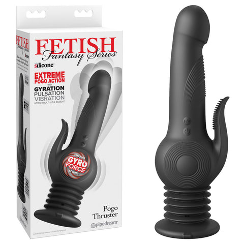 Fetish Fantasy Series Pogo Thruster 23.5 cm Gyrating Rabbit Vibrator Black Masturbation Aids for Males