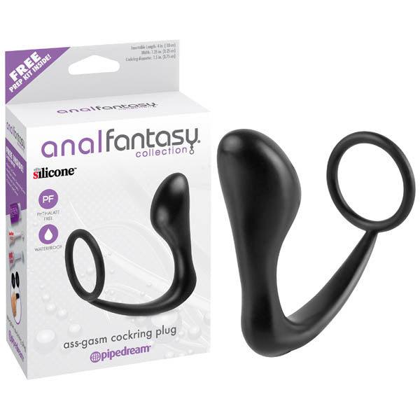 Anal Fantasy Collection Ass Gasm (Black) – Stretchy Silicone Cockring Plug > Anal Range > Prostate Plugs