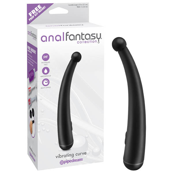 Anal Fantasy Collection Vibrating Curve 7 Inch Anal Vibrator Black Butt Plugs - Vibrating