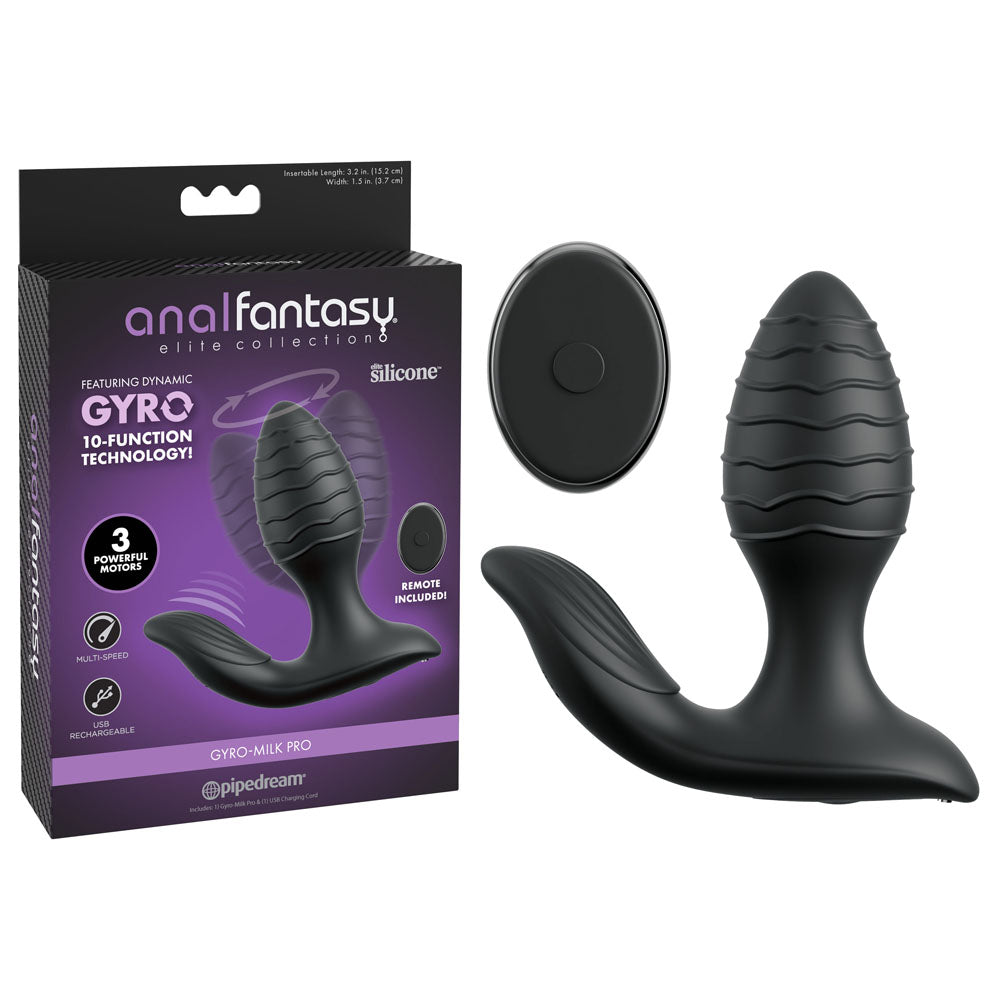 Anal Fantasy Elite Gyro Milk Pro Black 4.25" Prostate Stimulator > Anal Range > Prostate Plugs