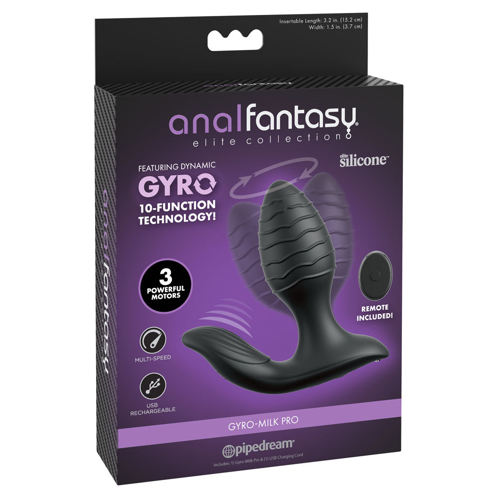 Anal Fantasy Elite Gyro Milk Pro Black 4.25" Prostate Stimulator > Anal Range > Prostate Plugs