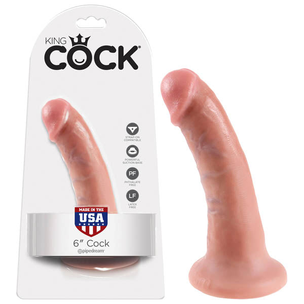 King Cock 6 Inch Realistic Flesh Dong Adult Sex Toy Beige Dildos & Dongs