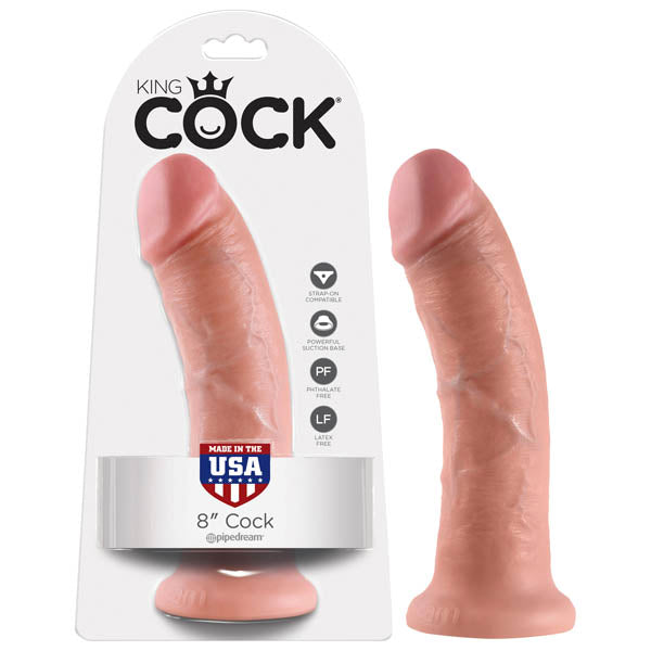 King Cock 8 Inch Realistic Dong 20.3 Centimeters Adult Sex Toy Beige Dildos & Dongs