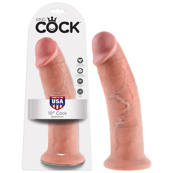 King Cock 10 Inch Realistic Dildo with Powerful Suction Cup Beige Dildos & Dongs