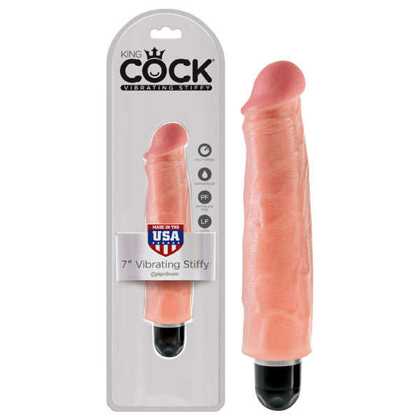 King Cock 7 Inch Vibrating Stiffy 17.8 cm Vibrating Dong Beige DONGS Vibrating