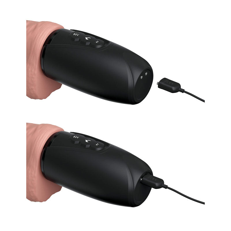 King Cock Plus Thrusting Cock with Balls 6.5 Inch – Warming, Vibrating, Piston-Powered Dildo DONGS Thrusting