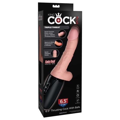 King Cock Plus 6.5 Inch Thrusting Cock with Balls - 16.5 cm Dong Beige Dildos & Dongs