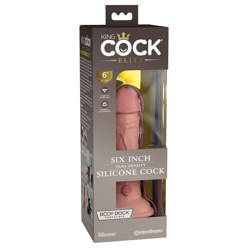 King Cock Elite 6 Inch Dual Density Silicone Dildo Flesh Beige Dildos & Dongs