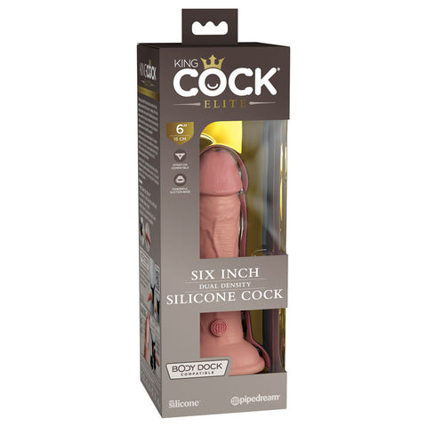King Cock Elite 6 Inch Dual Density Silicone Dildo Flesh Beige Dildos & Dongs