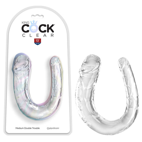 King Cock Medium Double Trouble Double Dildo Clear Dildos & Dongs