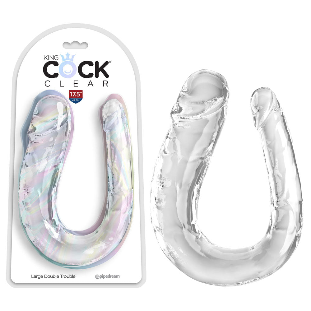 King Cock Large Double Trouble Double-Ended Dildo Clear Dildos & Dongs