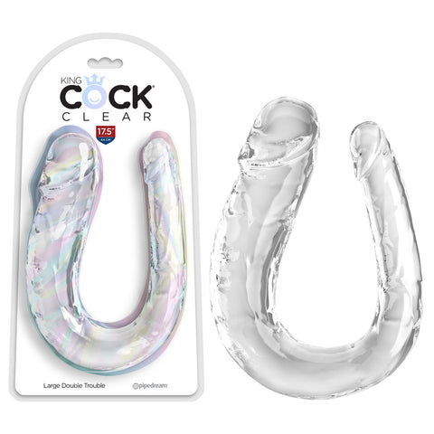 King Cock Large Double Trouble Double-Ended Dildo Clear Dildos & Dongs