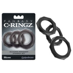 Fantasy C-Ringz Silicone Designer Stamina Set Black Cock Rings Set of 3 Sizes > Cock Ring > Sets