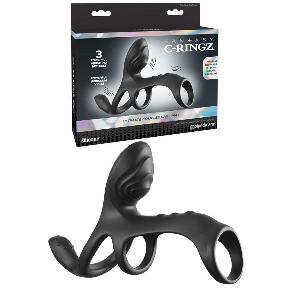 Fantasy C-Ringz Ultimate Couples Cage – USB Rechargeable Triple Motor Vibrating Cock Ring Cage > Cock Ring > Vibrating