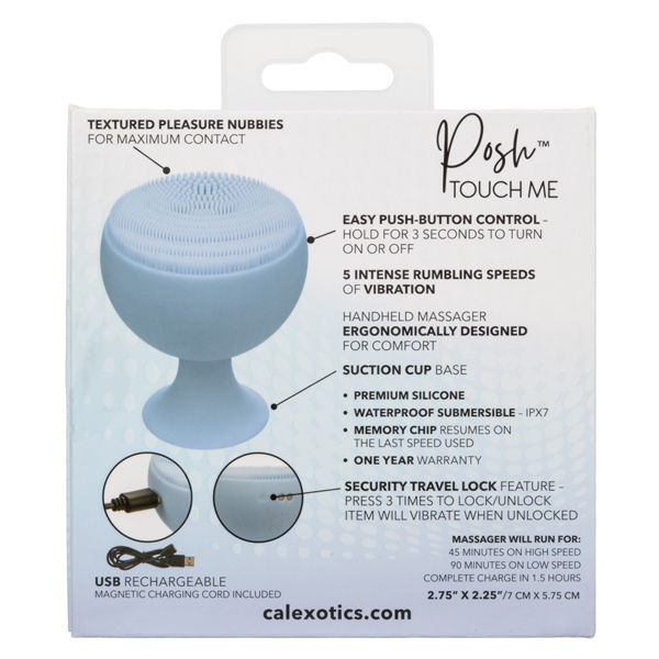 Posh Touch Me Blue Handheld Massager with Suction Base Vibe Blue STIMULATORS