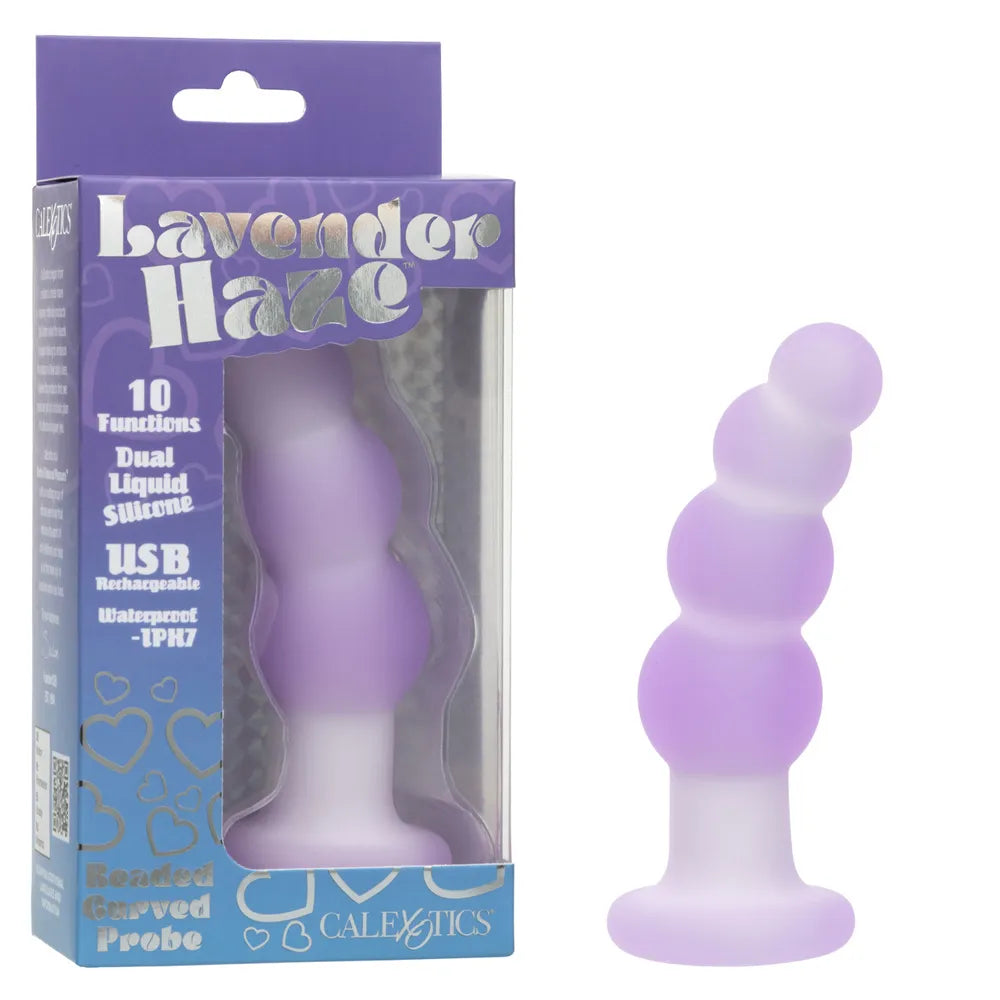 Lavender Haze Beaded Curved Probe (Purple) – 4.25" Vibrator Purple > Anal Range > Vibrating Butt Plugs