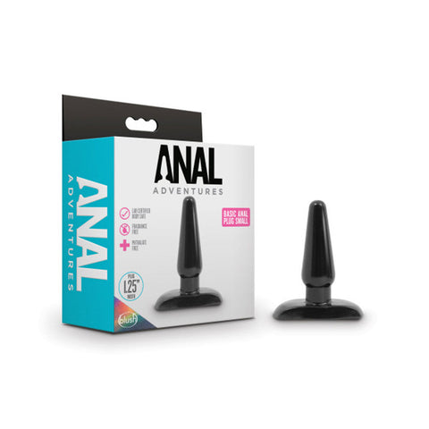 Blush Basic Small Anal Plug Tapered Black for New Sensations Butt Plugs