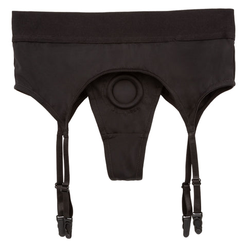 Boundless Black Thong with Garter Harness for L/XL Comfort Harnesses & Strap-Ons