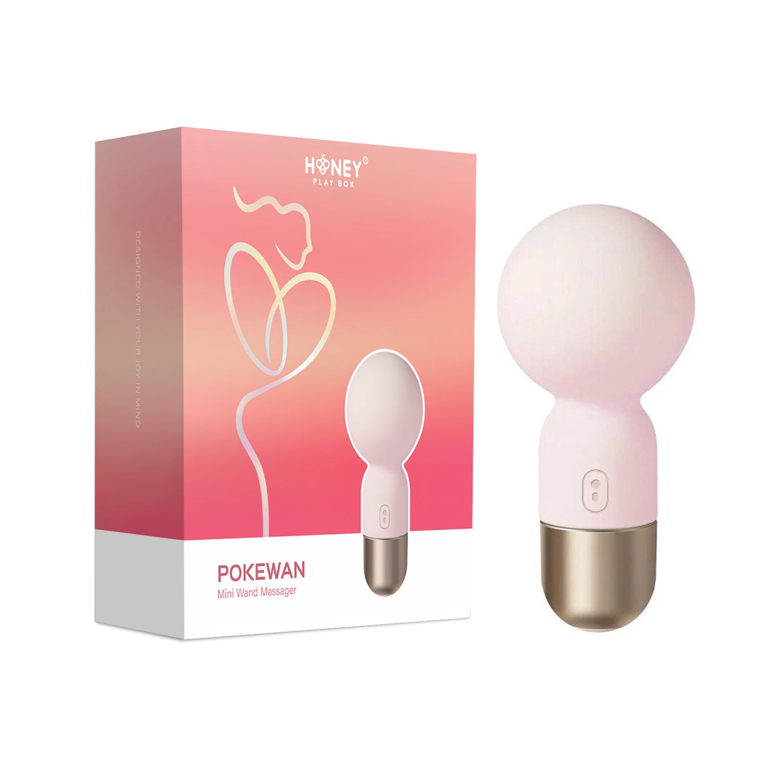Pokewan Mini Wand Massager Pink Powerful Clit Stimulator Pink Electric Massager