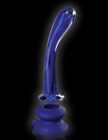 Icicles Blue Glass Massager with Silicone Suction Cup DONGS Glass