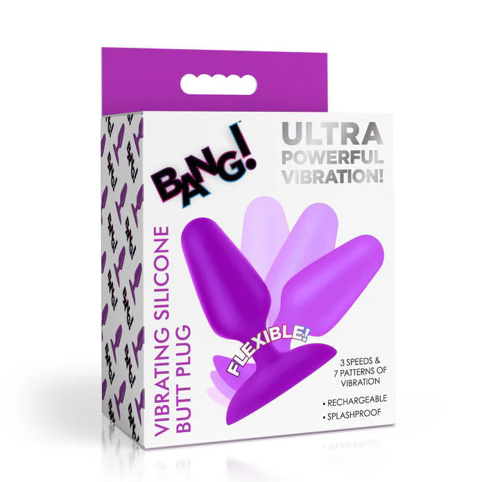 Flexible Vibrating Silicone 3.1" Butt Plug (Pink / Purple) – Premium Flexible Neck Butt Plug Purple > Anal Range > Butt Plugs