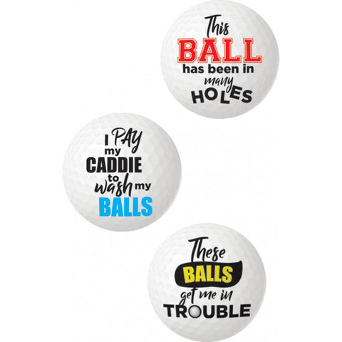 Balls Deep Funny Slogan Golf Balls 3 Pack Novelty Golf Balls Bachelor & Bachelorette Items