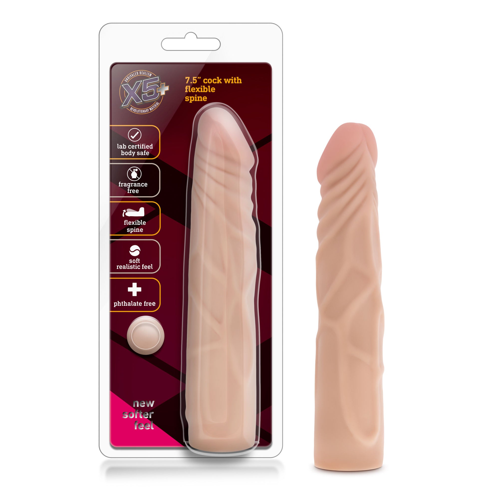 Blush 7.5 Inch Flexible Spine Realistic Dildo for Adults Beige Dongs Realistic