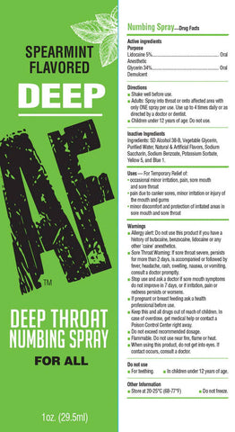 Deep Af Mint Flavoured Deep Throat Spray 29 ml Oral Gels & Sprays