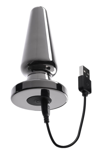 Advanced Black Chrome Metal Anal Plug with Suction Base Butt Plugs