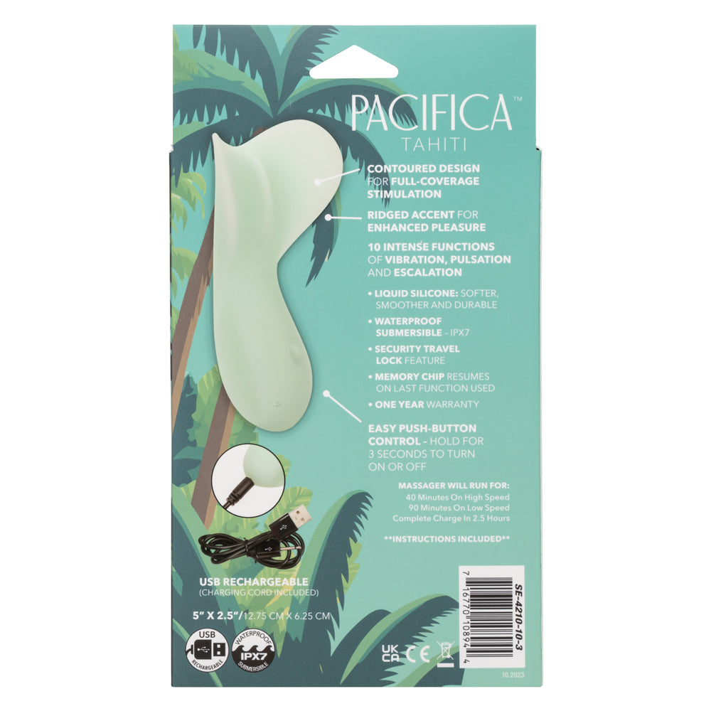 Pacifica Tahiti Full Coverage Massager in Mint Green with 10 Functions, Liquid Silicone, Rechargeable, Waterproof IPX7 > Vibrators > Standard Vibrators