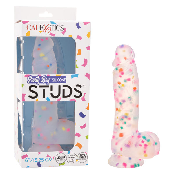 CalExotics Party Boy Silicone Studs 6 Inch Flexible Silicone Dildo – Flexible Toy > Dildos > Realistic Dildos