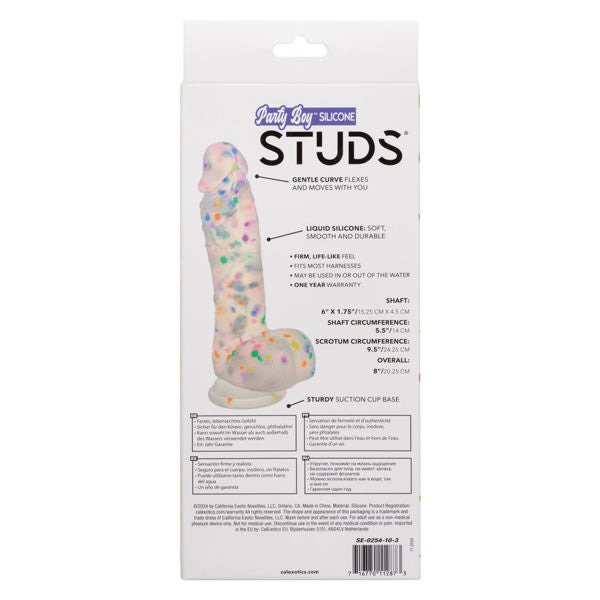 CalExotics Party Boy Silicone Studs 6 Inch Flexible Silicone Dildo – Flexible Toy > Dildos > Realistic Dildos
