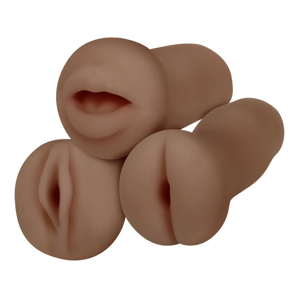 Party Pack Dark Realistic Strokers 3x Set > Sex Toys For Men > Masturbators > Manual