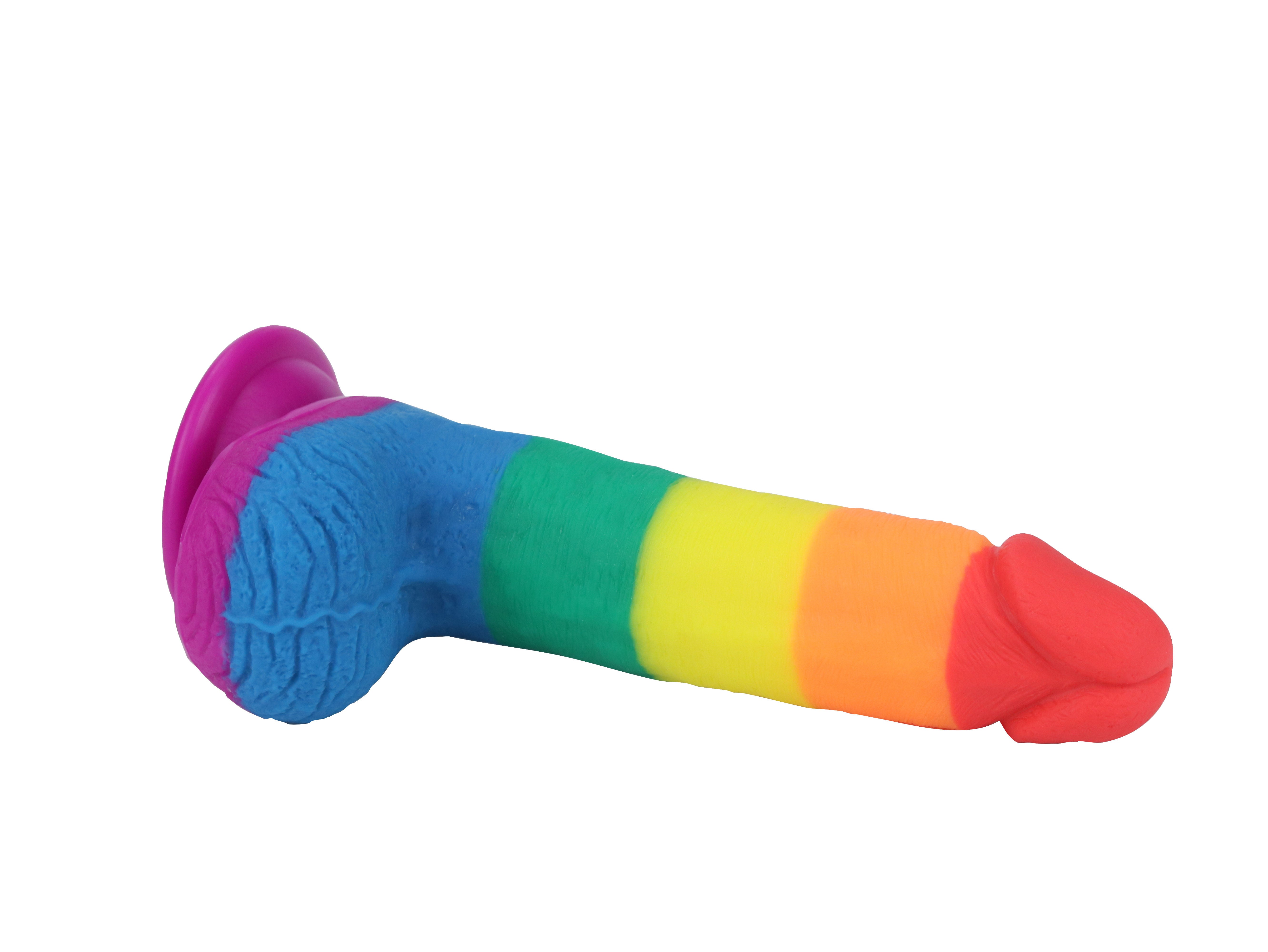 Pride Rainbow Dildo – 100% Silicone Vibrant Rainbow Colors Realistic Dildo with Suction Cup Base Multi > Realistic Dildos and Vibes > Neutral Dildos