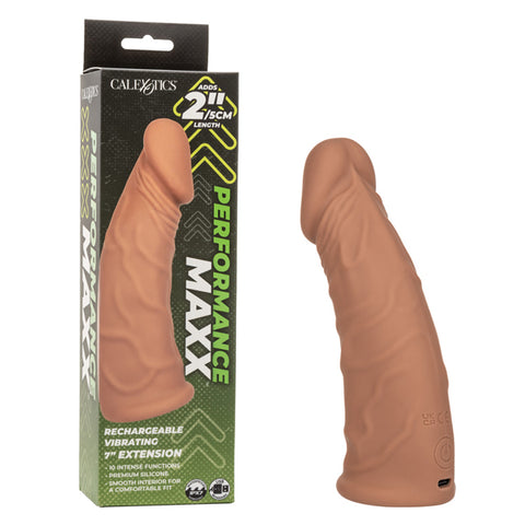 Performance Maxx 7 Inch Rechargeable Vibrating Extension Brown SLEEVES